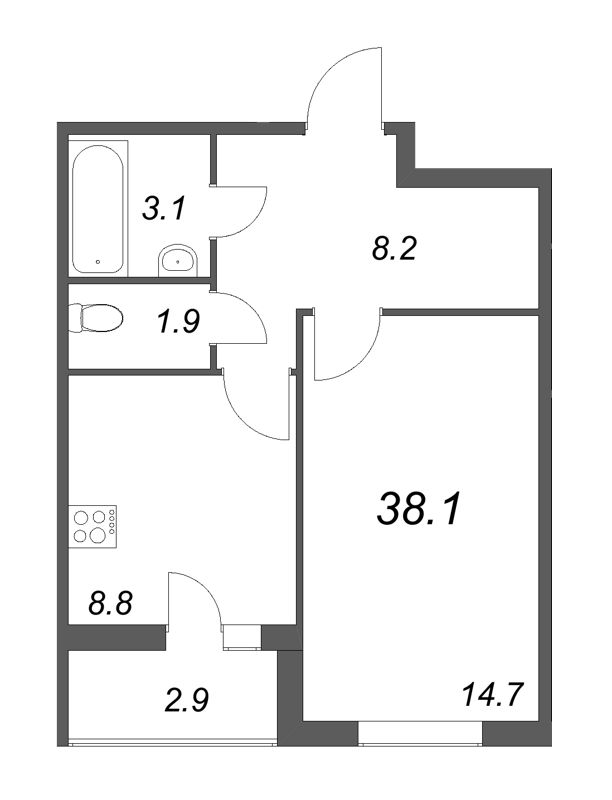 1 ккв 38,2 м²