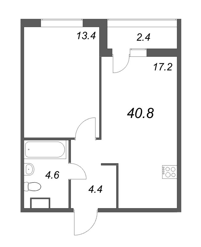 2 ккв (Евро) 41,1 м²