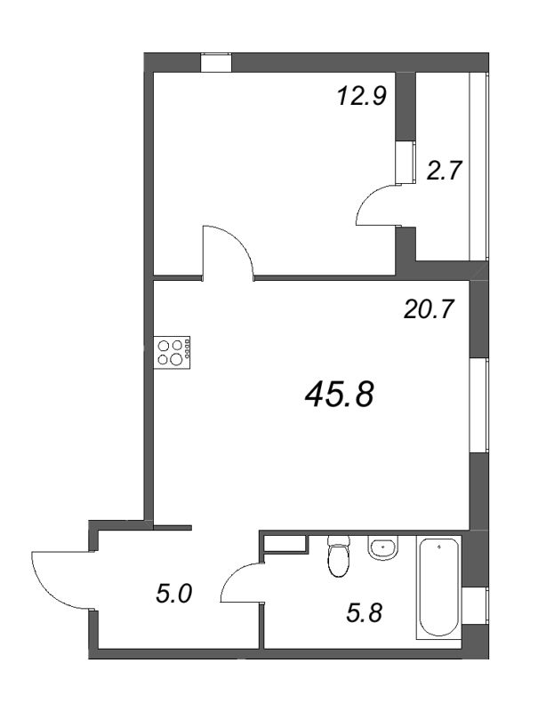 2 ккв (Евро) 45,7 м²