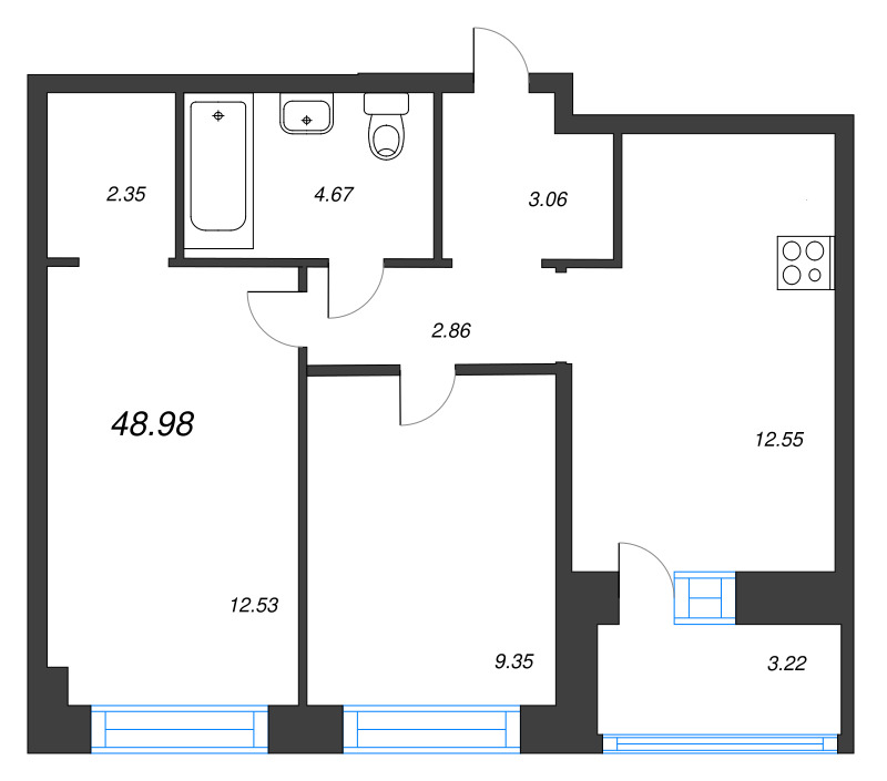 2 ккв 49 м²