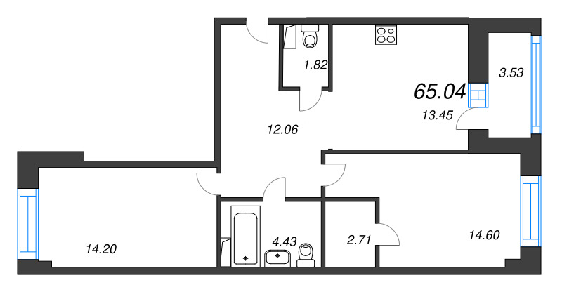 2 ккв 65 м²