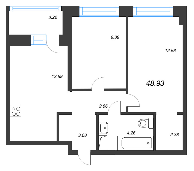 2 ккв 48,9 м²