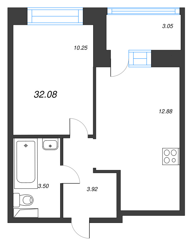 1 ккв 32,1 м²