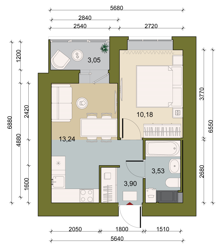 1 ккв 32,3 м²