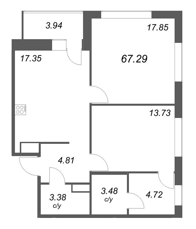 2 ккв 67,3 м²