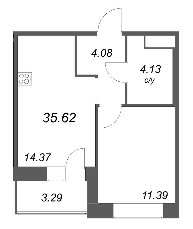1 ккв 35,6 м²
