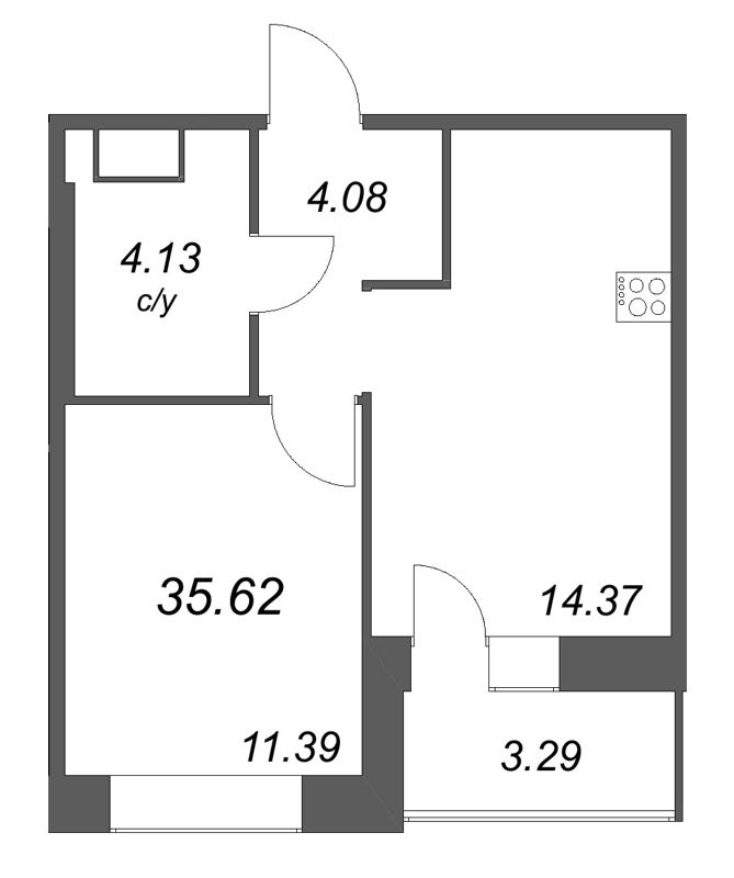 1 ккв 35,6 м²