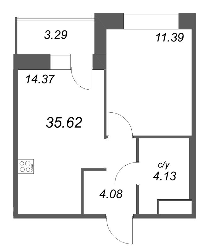 1 ккв 35,6 м²