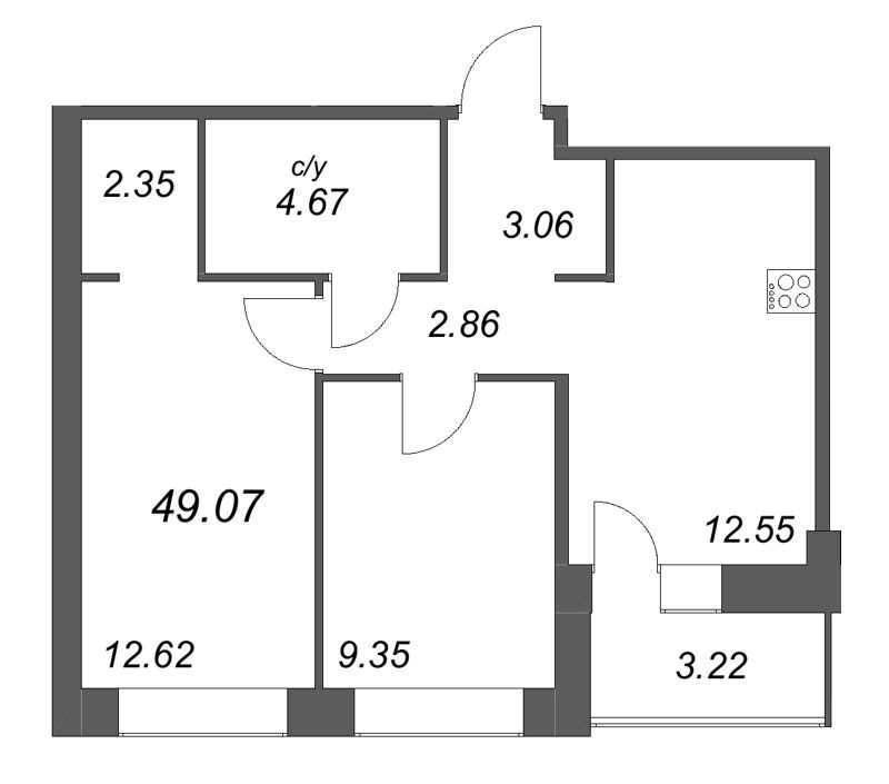 2 ккв 49,1 м²