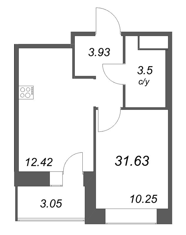 1 ккв 31,6 м²