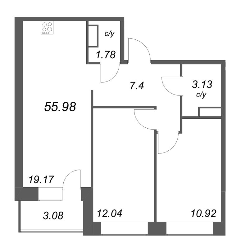 2 ккв 56 м²