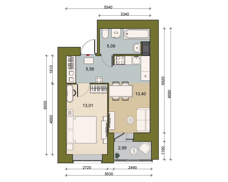 1 ккв 38,4 м²