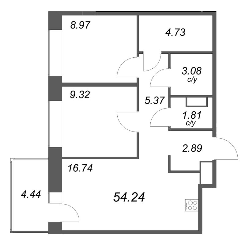 2 ккв 54,2 м²