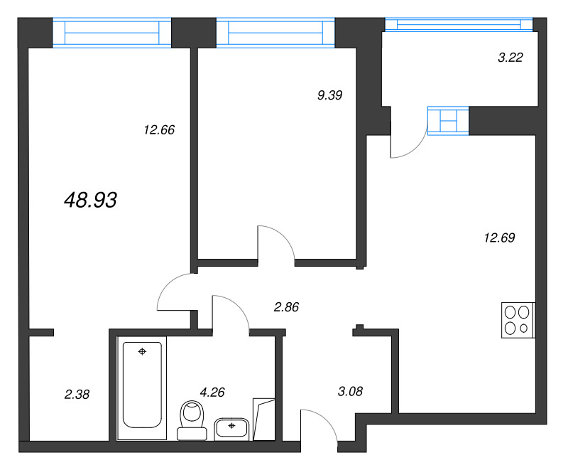 2 ккв 48,9 м²