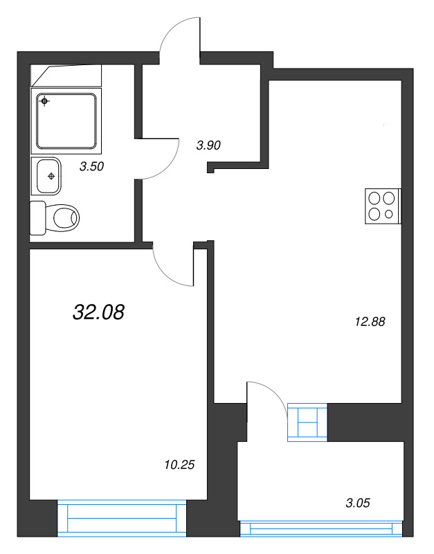 1 ккв 32,1 м²