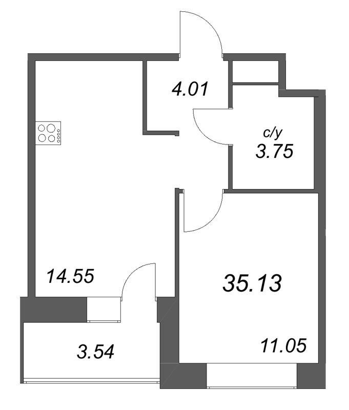 1 ккв 35,1 м²