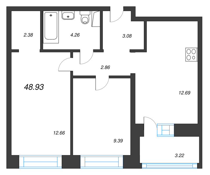 2 ккв 48,9 м²