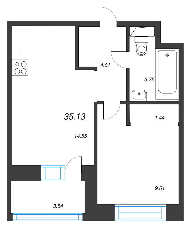 1 ккв 35,1 м²