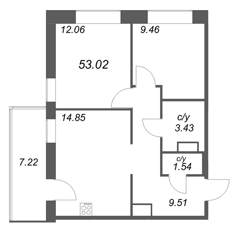 2 ккв 53 м²