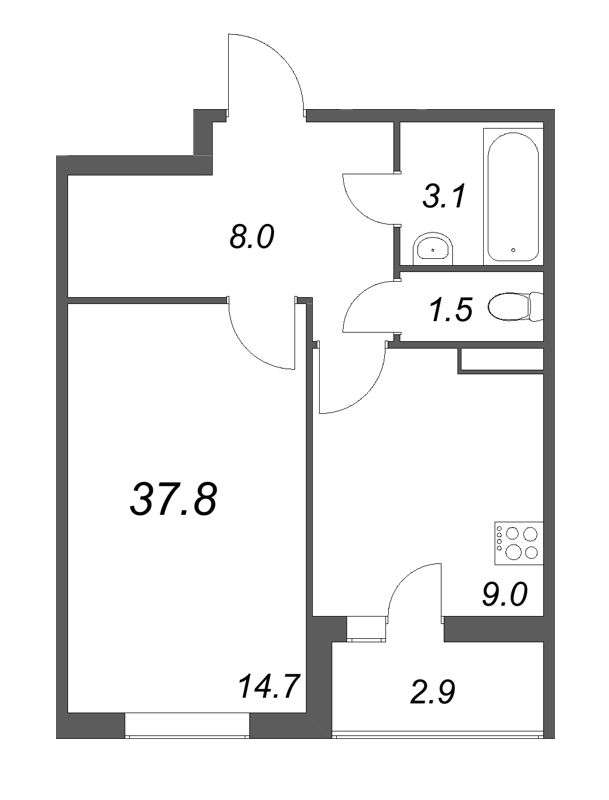 1 ккв 37,9 м²