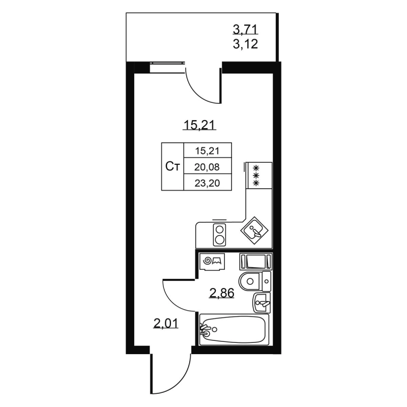 Студия 23,2 м²