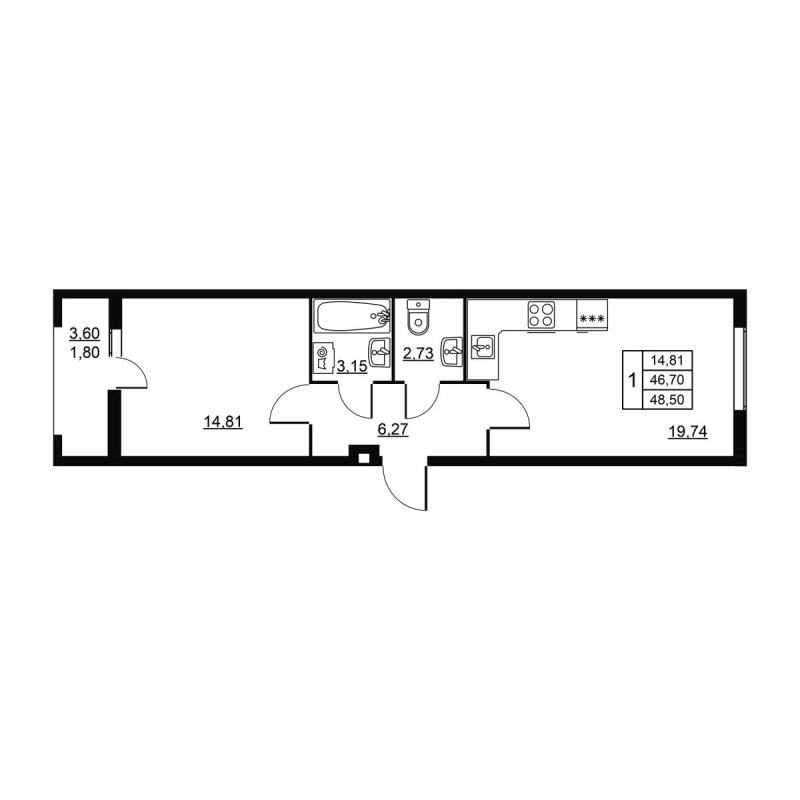 2 ккв (Евро) 48,5 м²