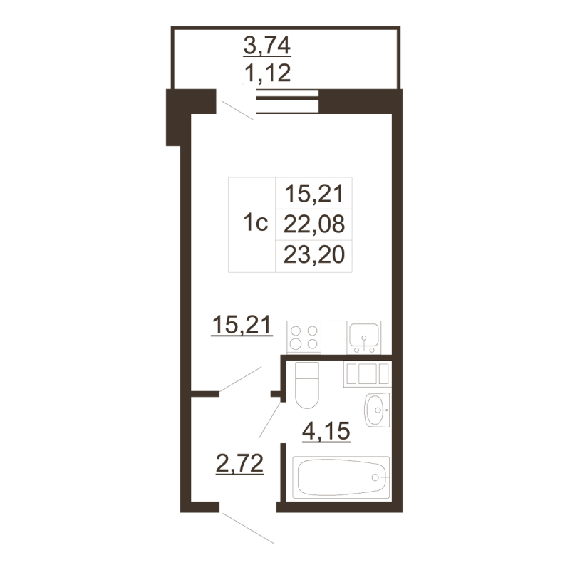 Студия 23,2 м²