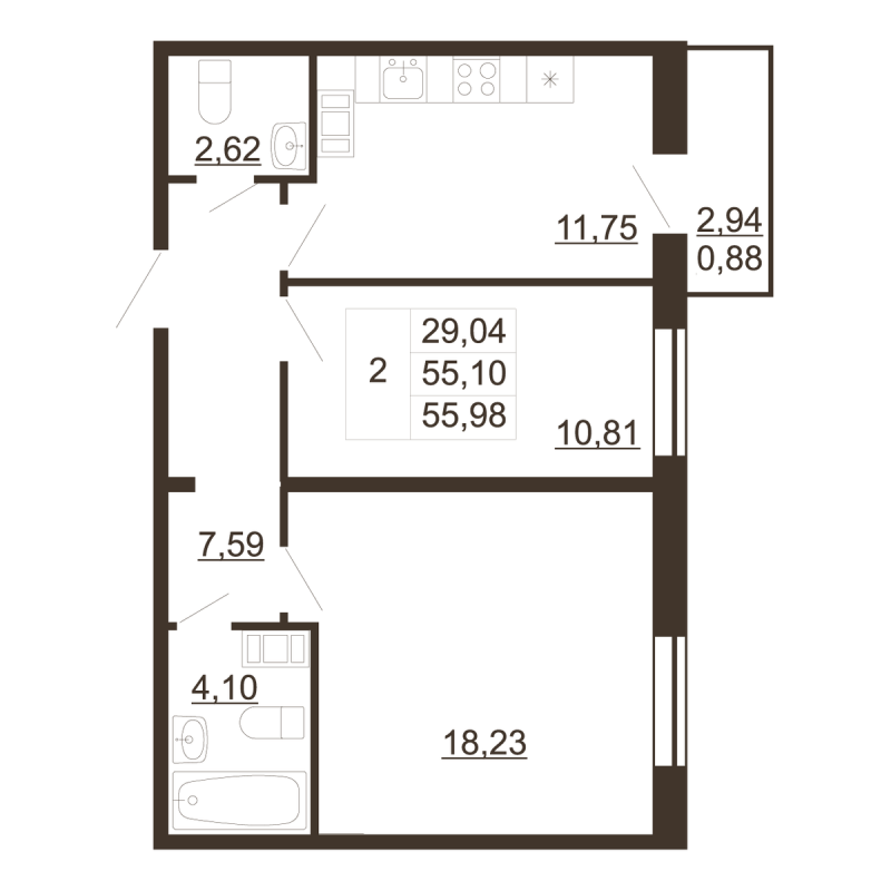 2 ккв 56 м²