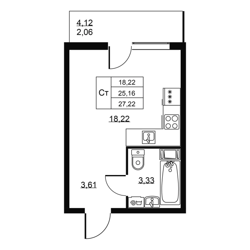 Студия 27,2 м²