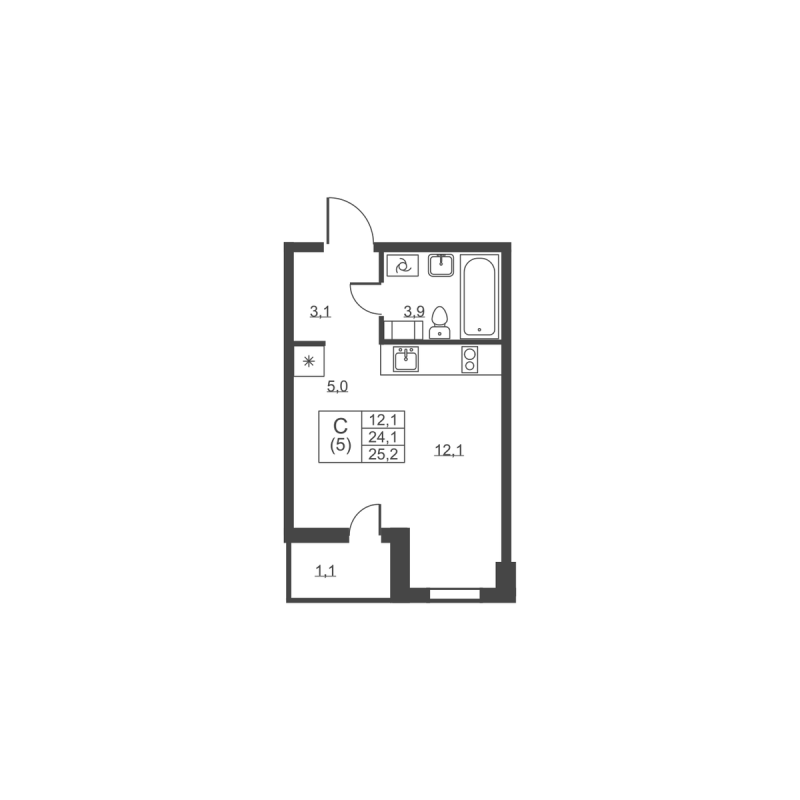 Студия 25,2 м²