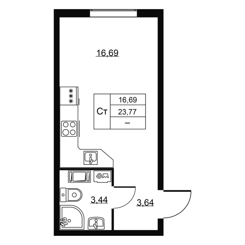 Студия 23,8 м²