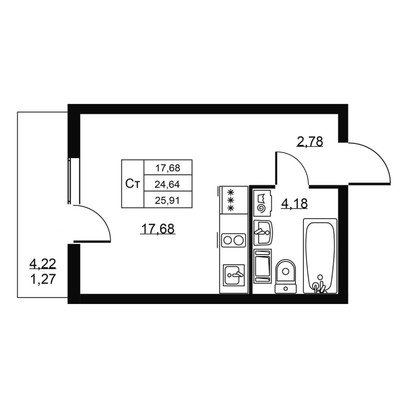 Студия 25,9 м²