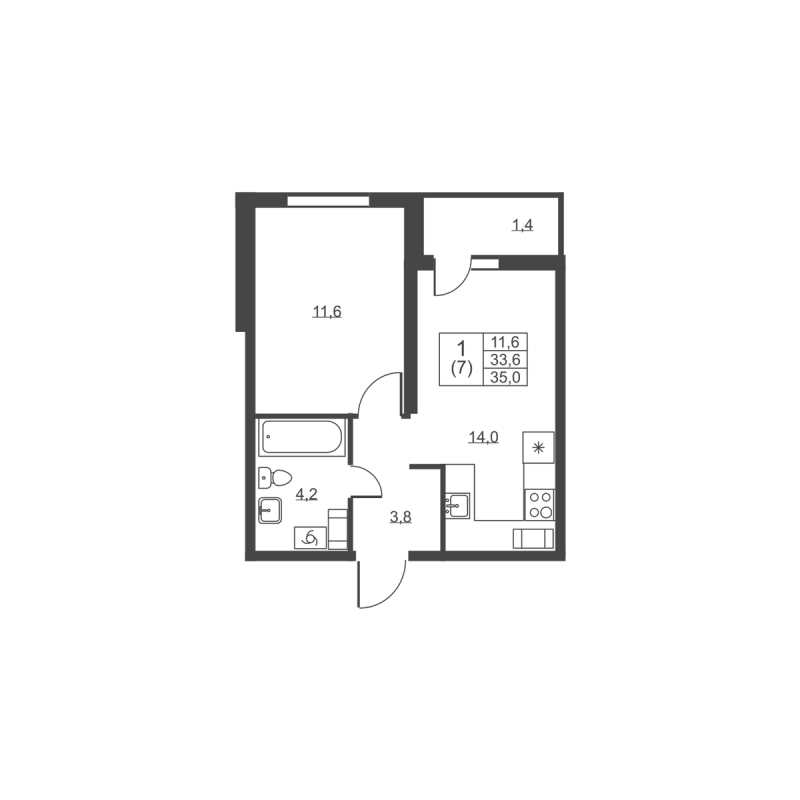 1 ккв 35 м²