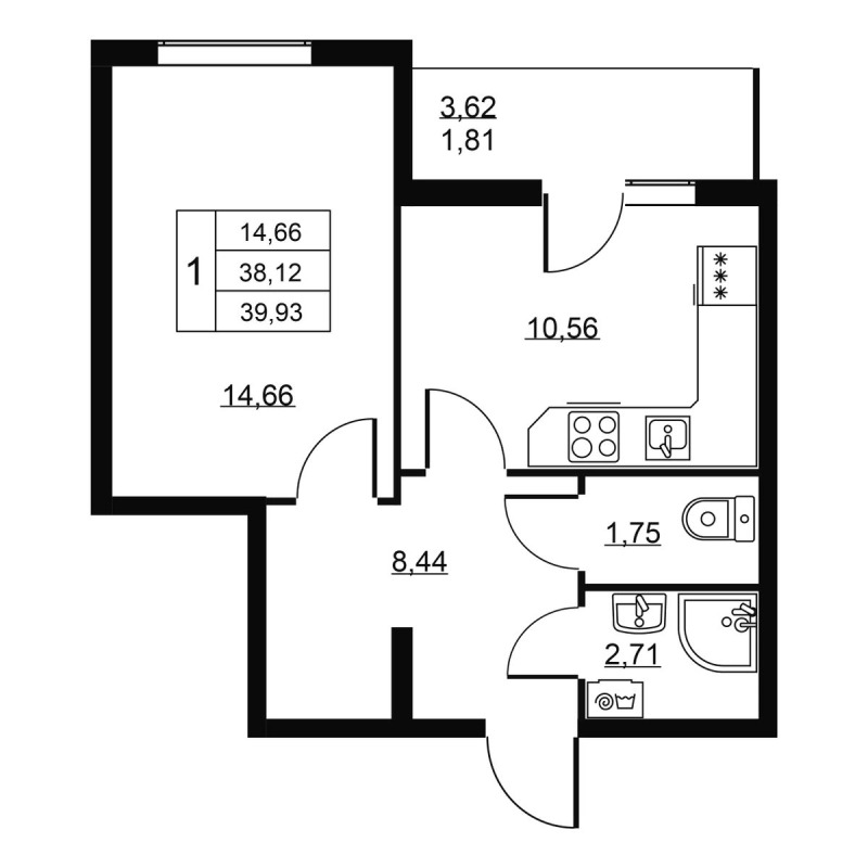 1 ккв 39,9 м²