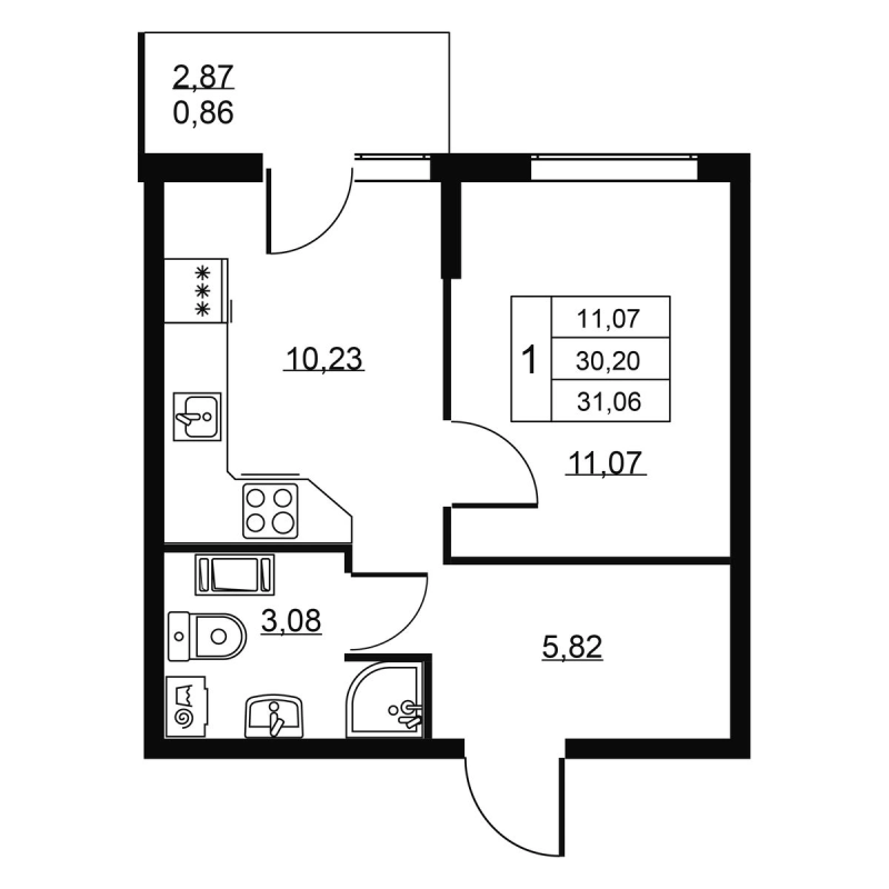 1 ккв 31,1 м²