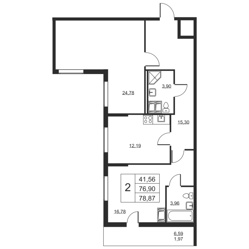 2 ккв 78,9 м²
