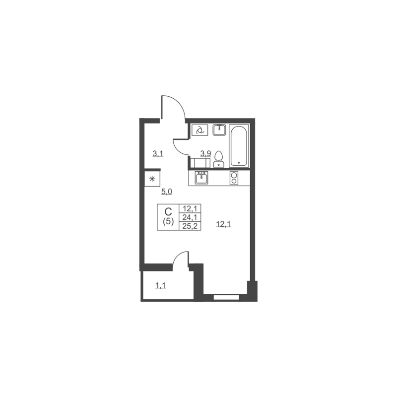 Студия 25,2 м²