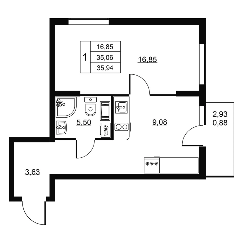 1 ккв 35,9 м²
