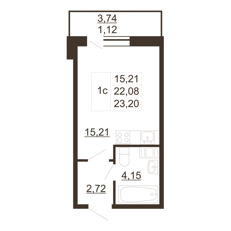 Студия 23,2 м²