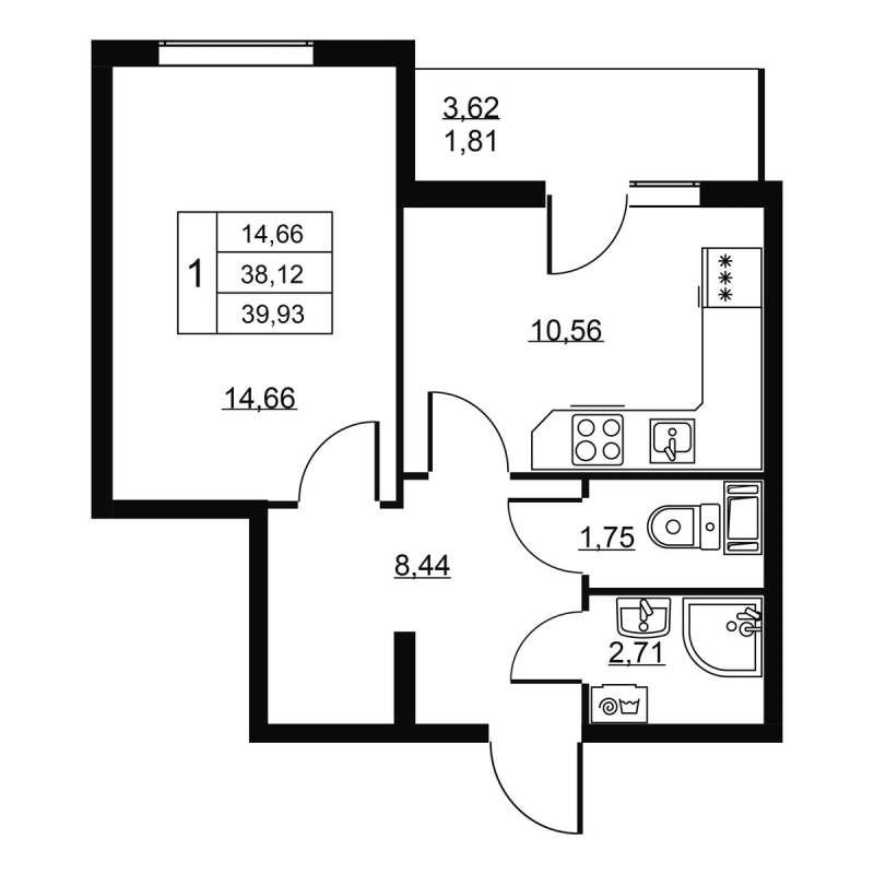1 ккв 39,9 м²