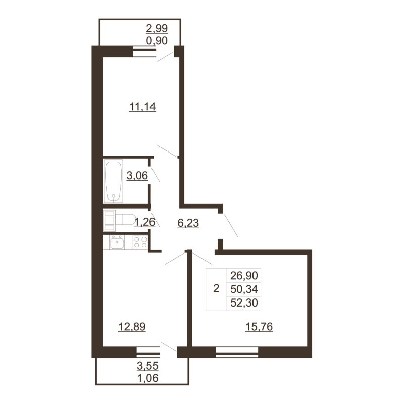 2 ккв 52,3 м²