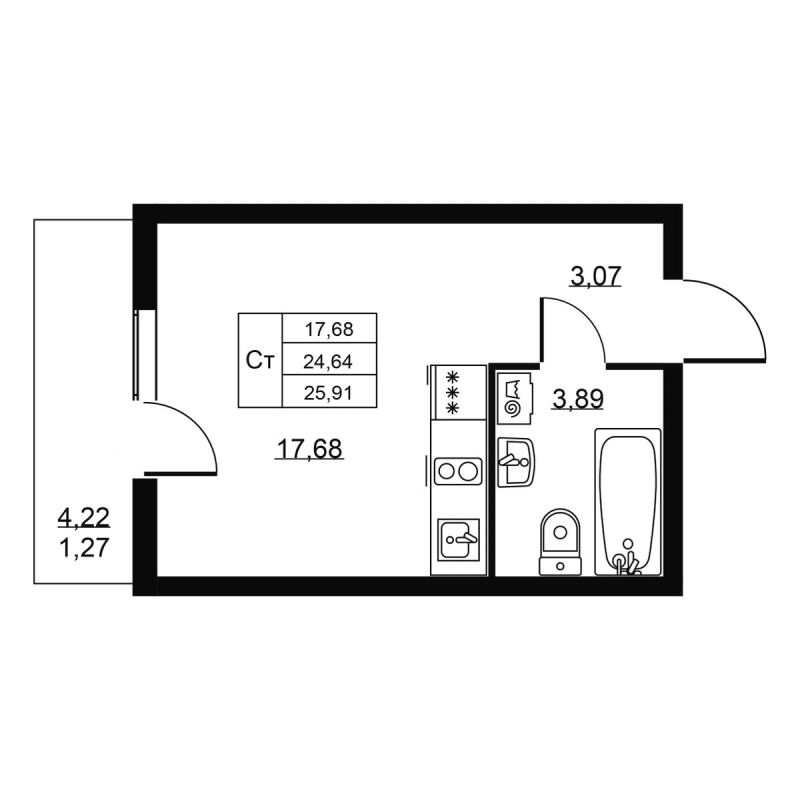 Студия 25,9 м²