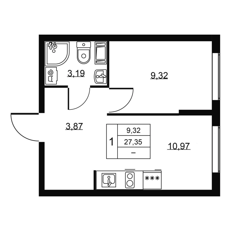 1 ккв 27,4 м²