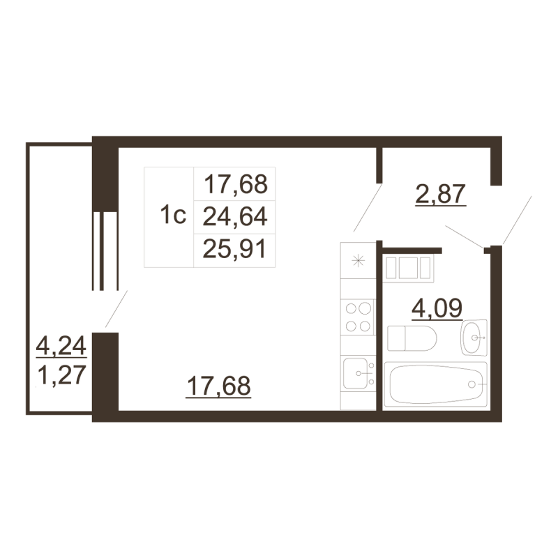 Студия 25,9 м²