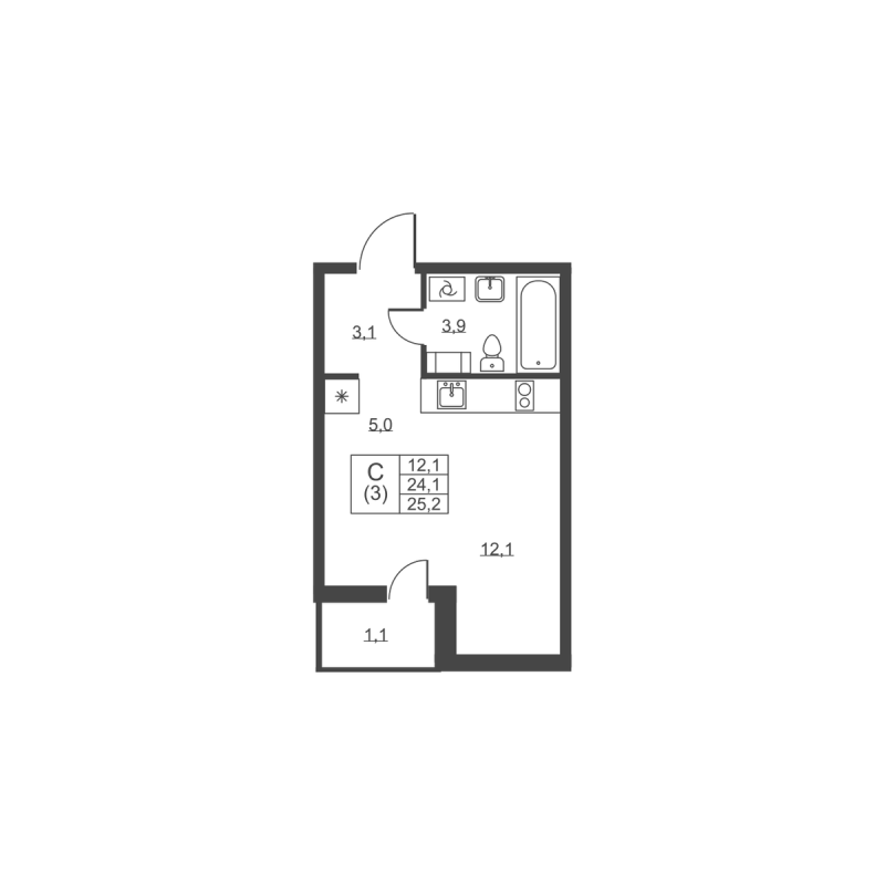 Студия 25,2 м²