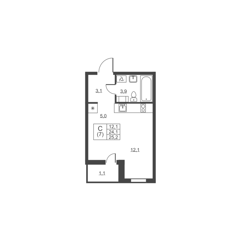 Студия 25,2 м²