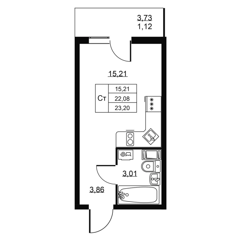 Студия 23,2 м²