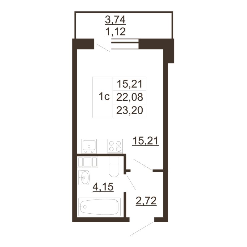 Студия 23,2 м²