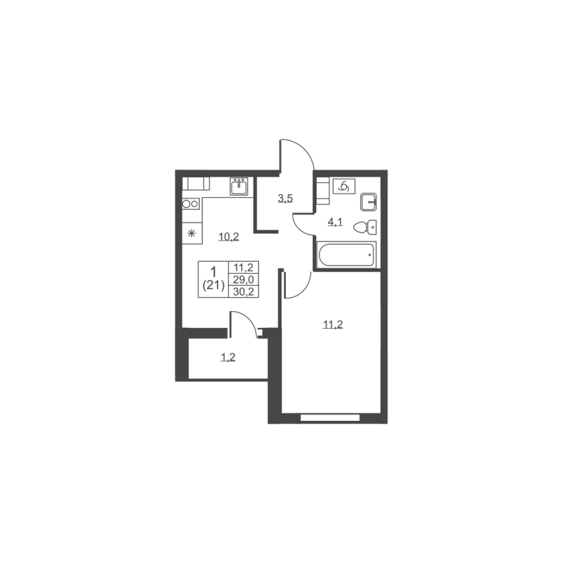 1 ккв 30,2 м²
