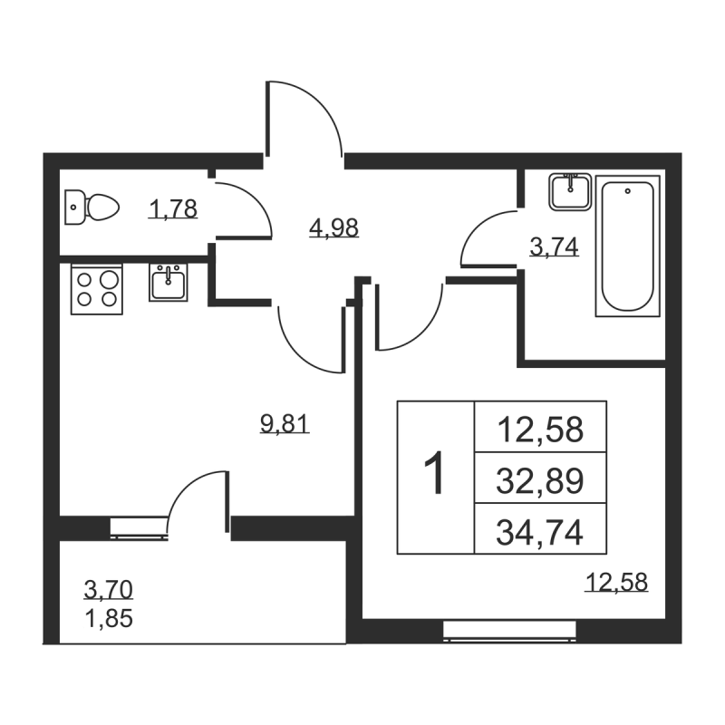 1 ккв 34,7 м²